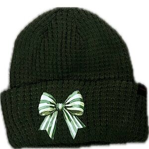 St. Patrick's Green Knit Beanie with Bow